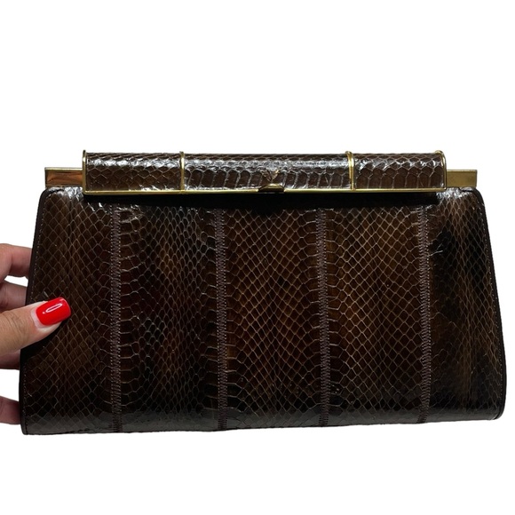 Vintage Glam: 1950's Authentic Snake Skin Handbag pre owned good condition - Picture 4 of 15